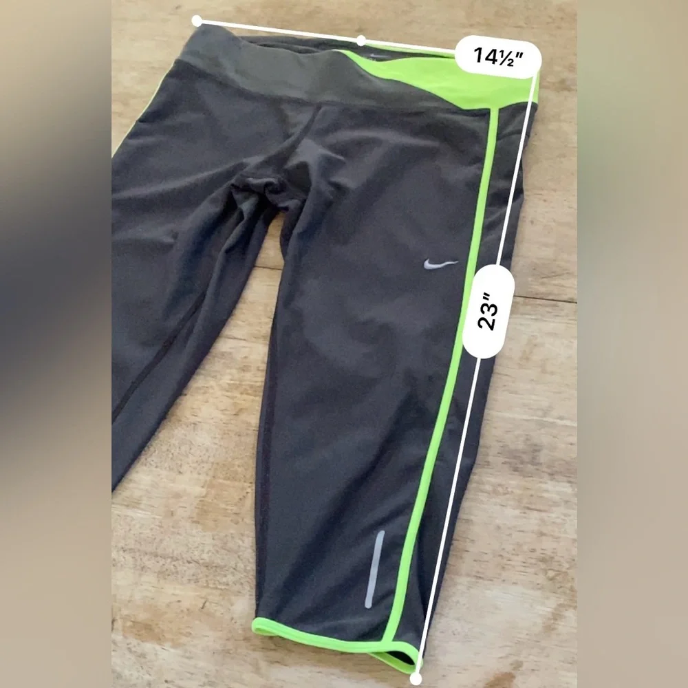 Nike Dri Fit Women’s‎ Sz L Dk Gray Capri Athletic Running Leggings - Picture 11 of 13